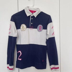 Polo shirt top XS Vicomte A long sleeves Collection Saint Tropez blue